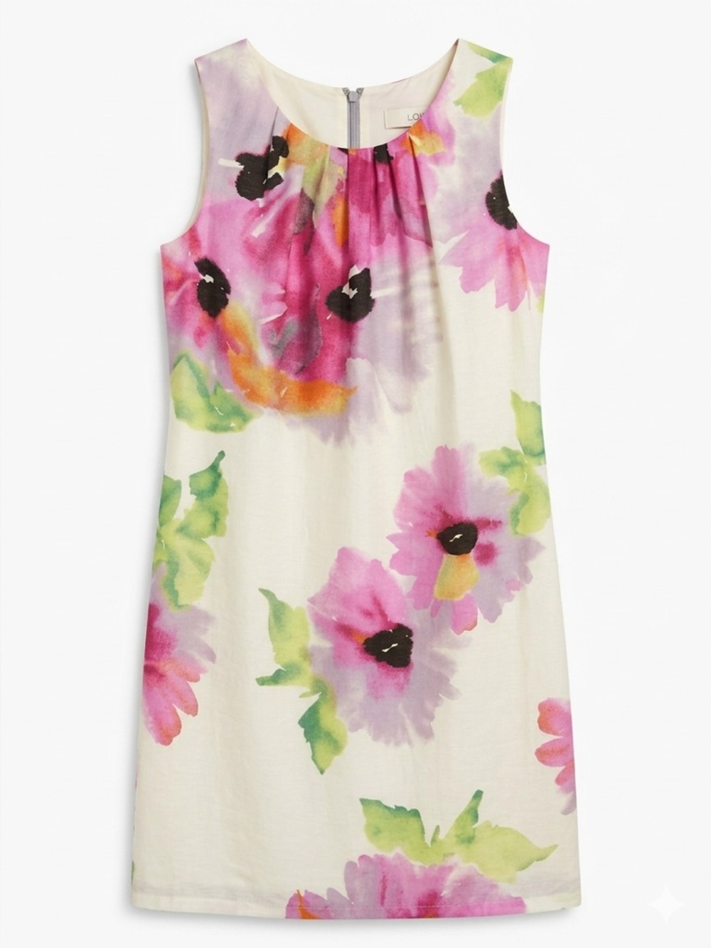 Loft Watercolor Floral Dress Petite 6P Sleeveless Lined Tie Back